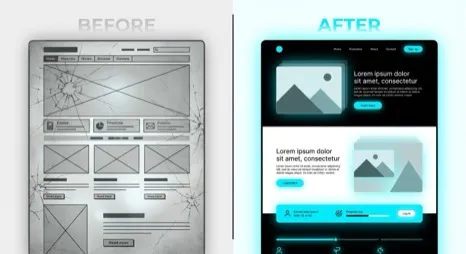 Vorher-Nachher Vergleich: Veraltete Website wird zu modernem Design mit AIcraft